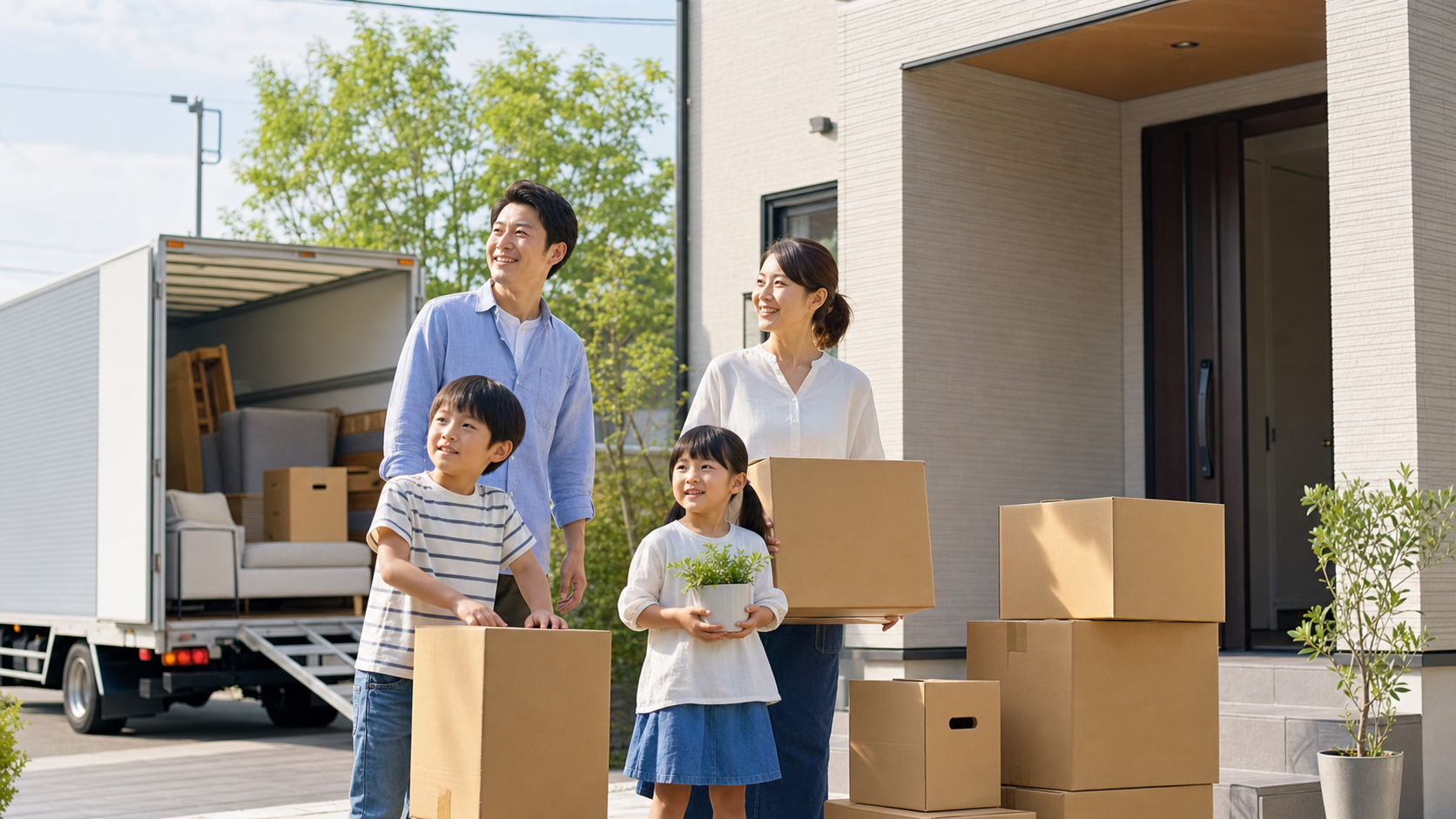 新居へ住み替えが完了した家族の引っ越しイメージ