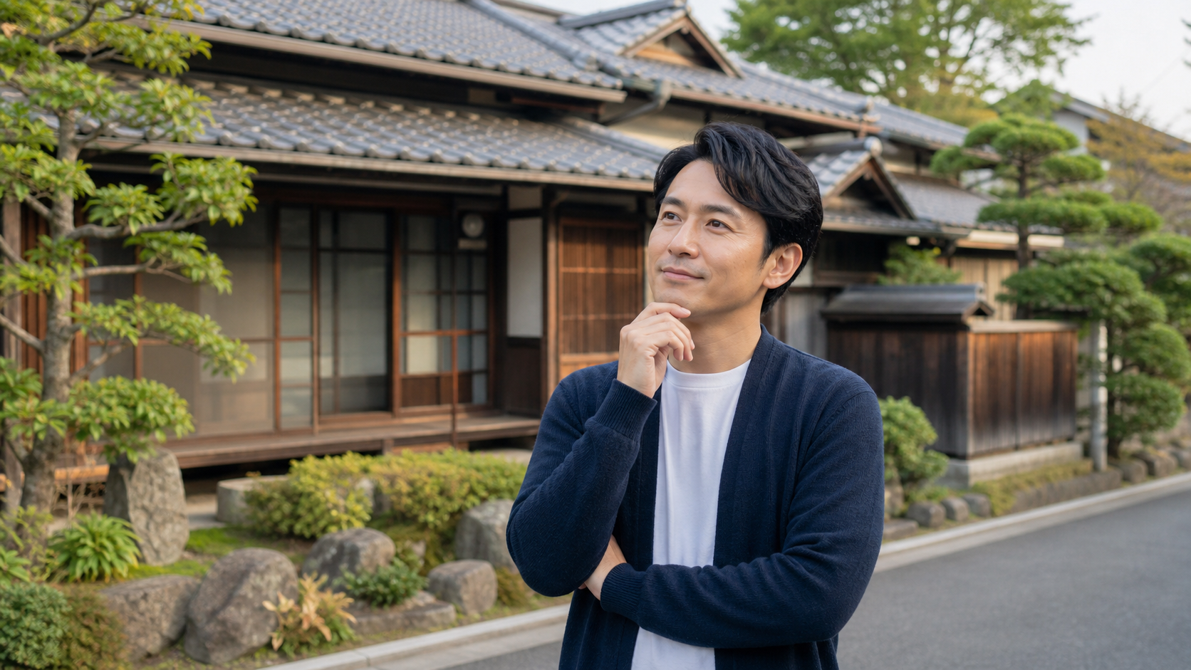 空き家になった実家について落ち着いて考える人のイメージ