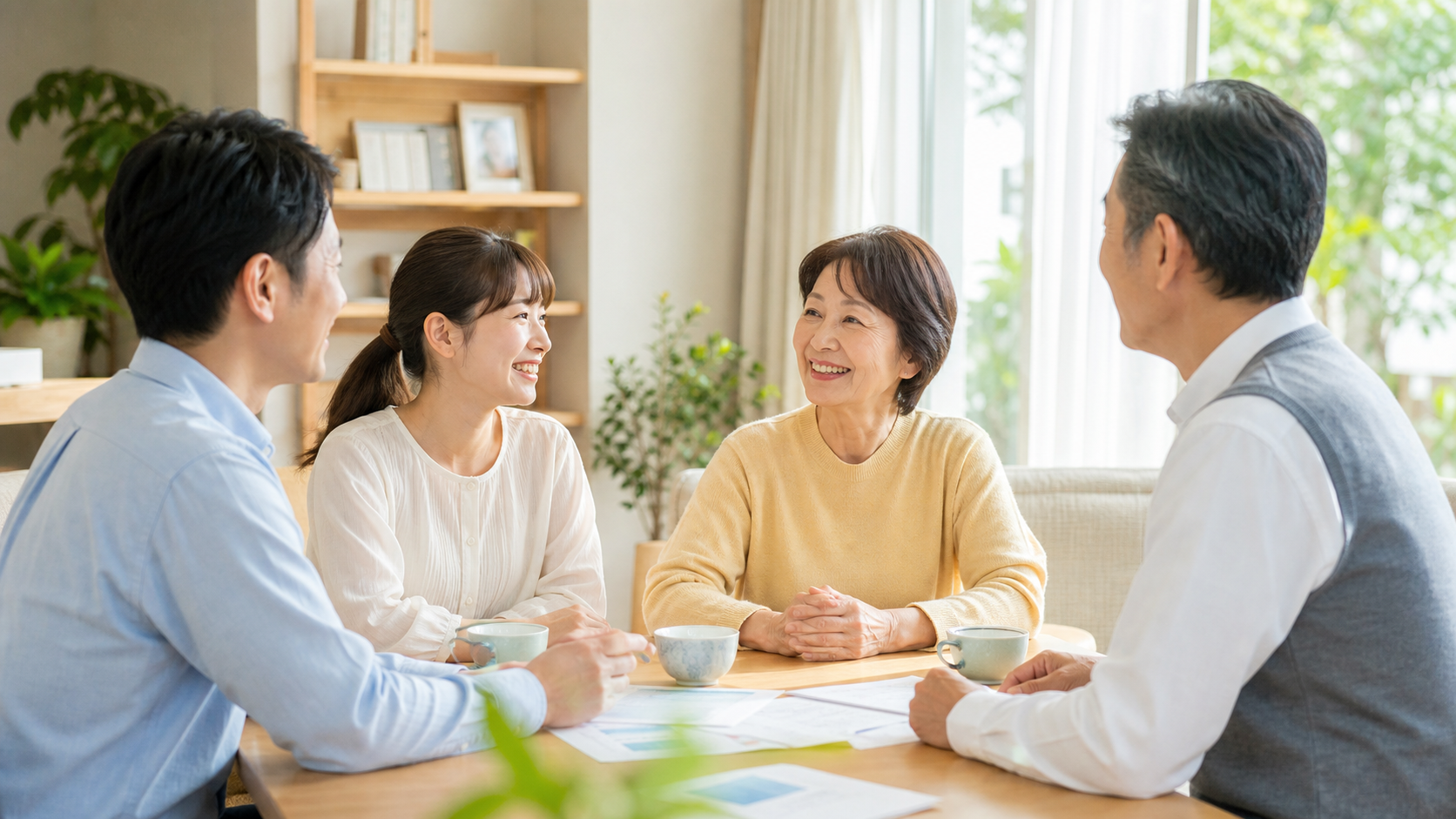 実家の売却タイミングについて家族で前向きに話し合うイメージ
