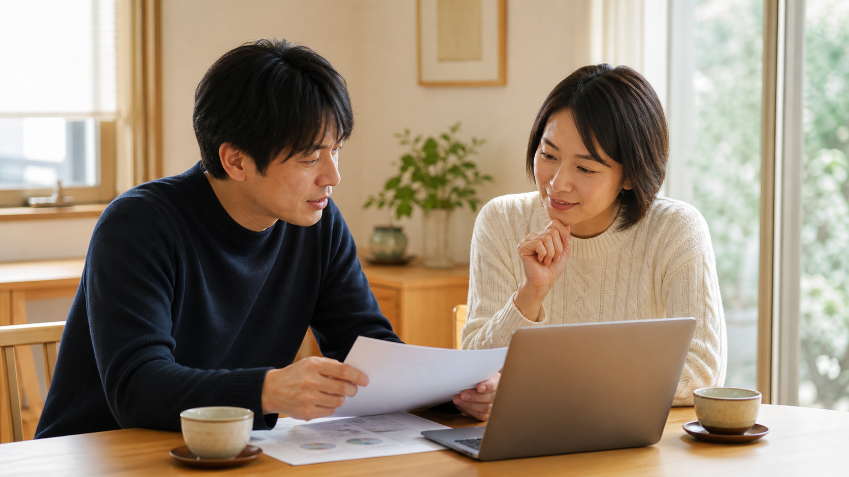 実家じまいの費用分担について家族で話し合うイメージ