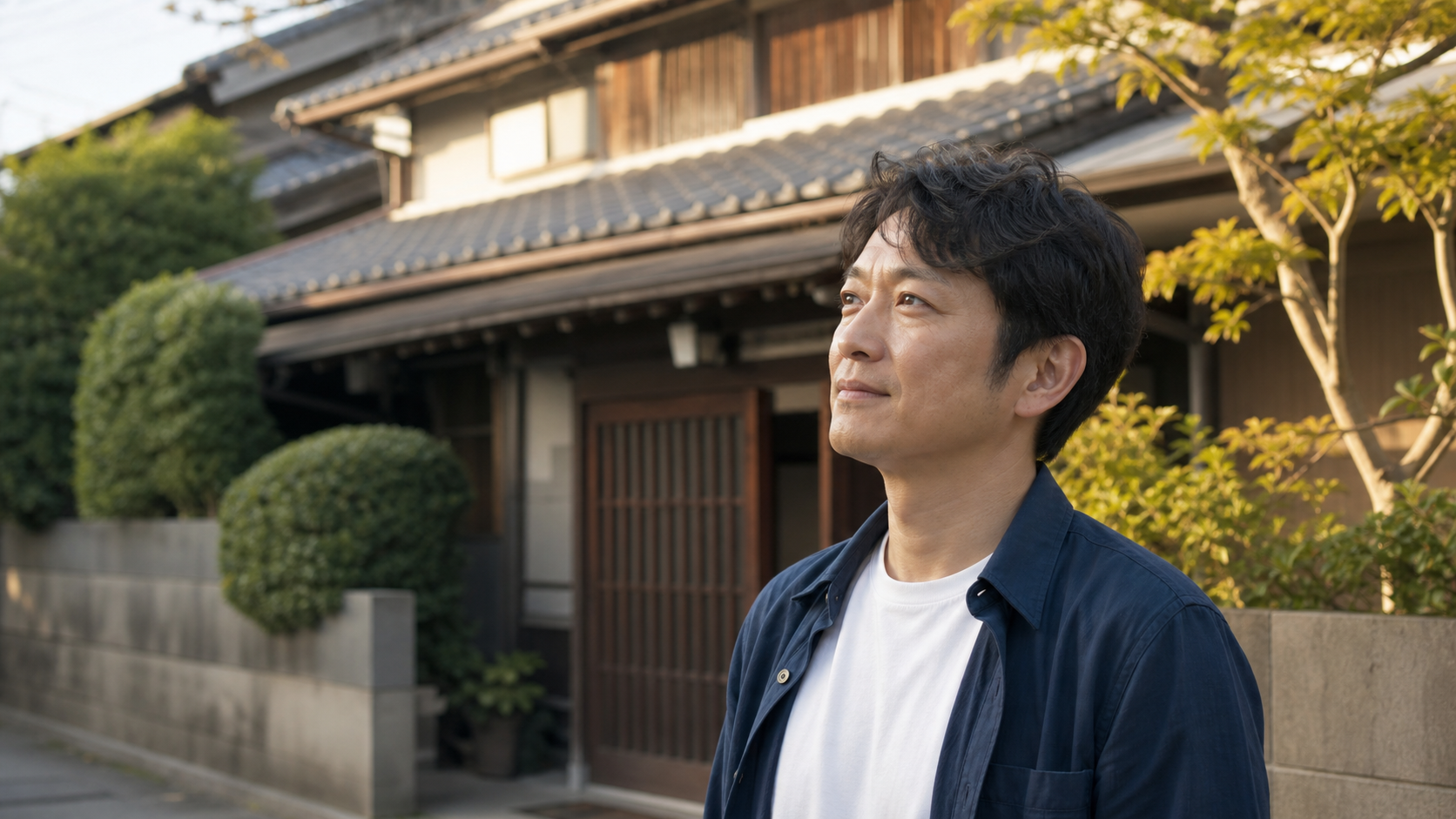 誰も住まなくなった実家を前に今後を考える人のイメージ