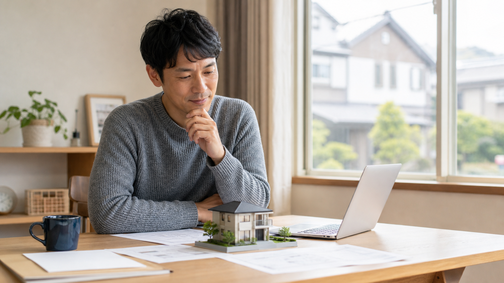 住宅ローンの残高と資産価値のバランスを考える戸建て所有者のイメージ