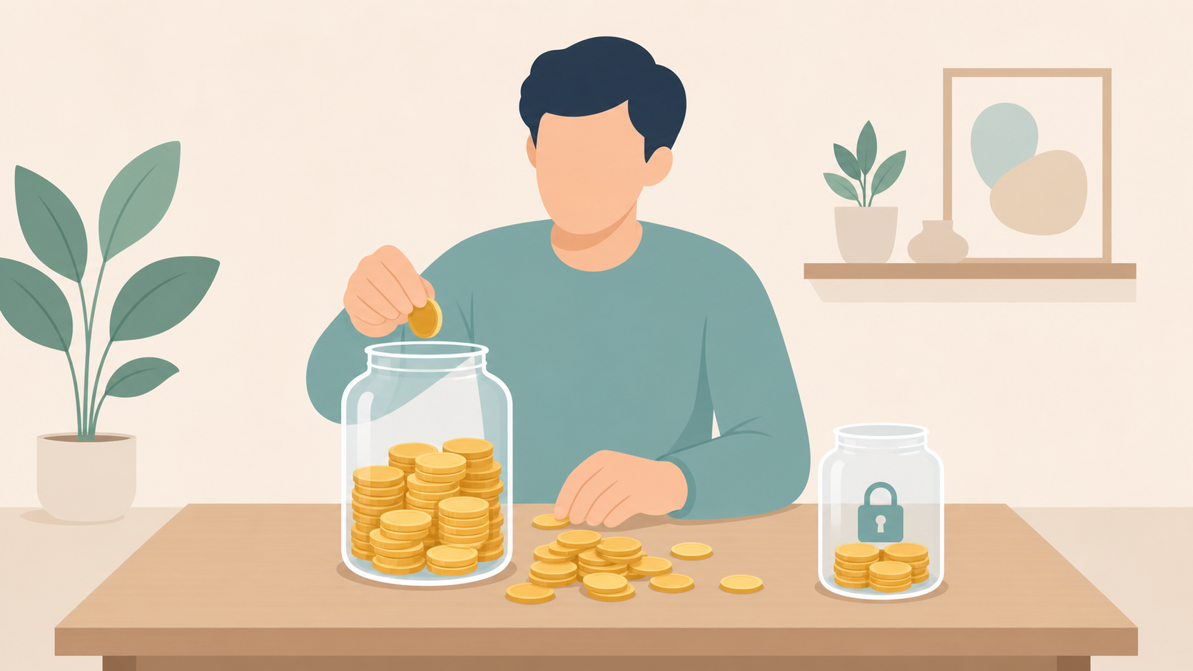 売却で得たお金のうち納税用の分を別に取り分けておく様子を表すイラスト