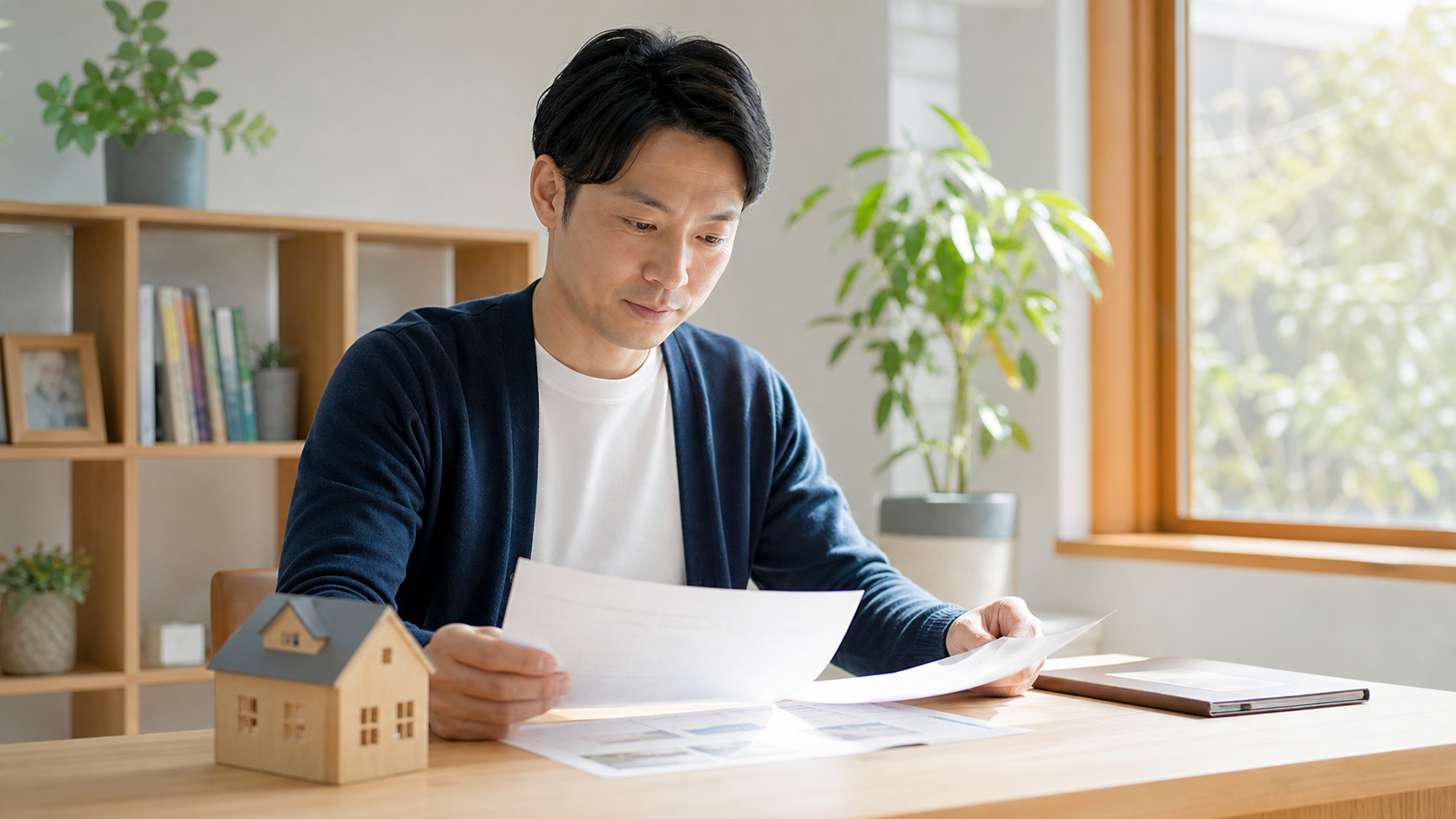解体後の手続き書類を落ち着いて確認するイメージ