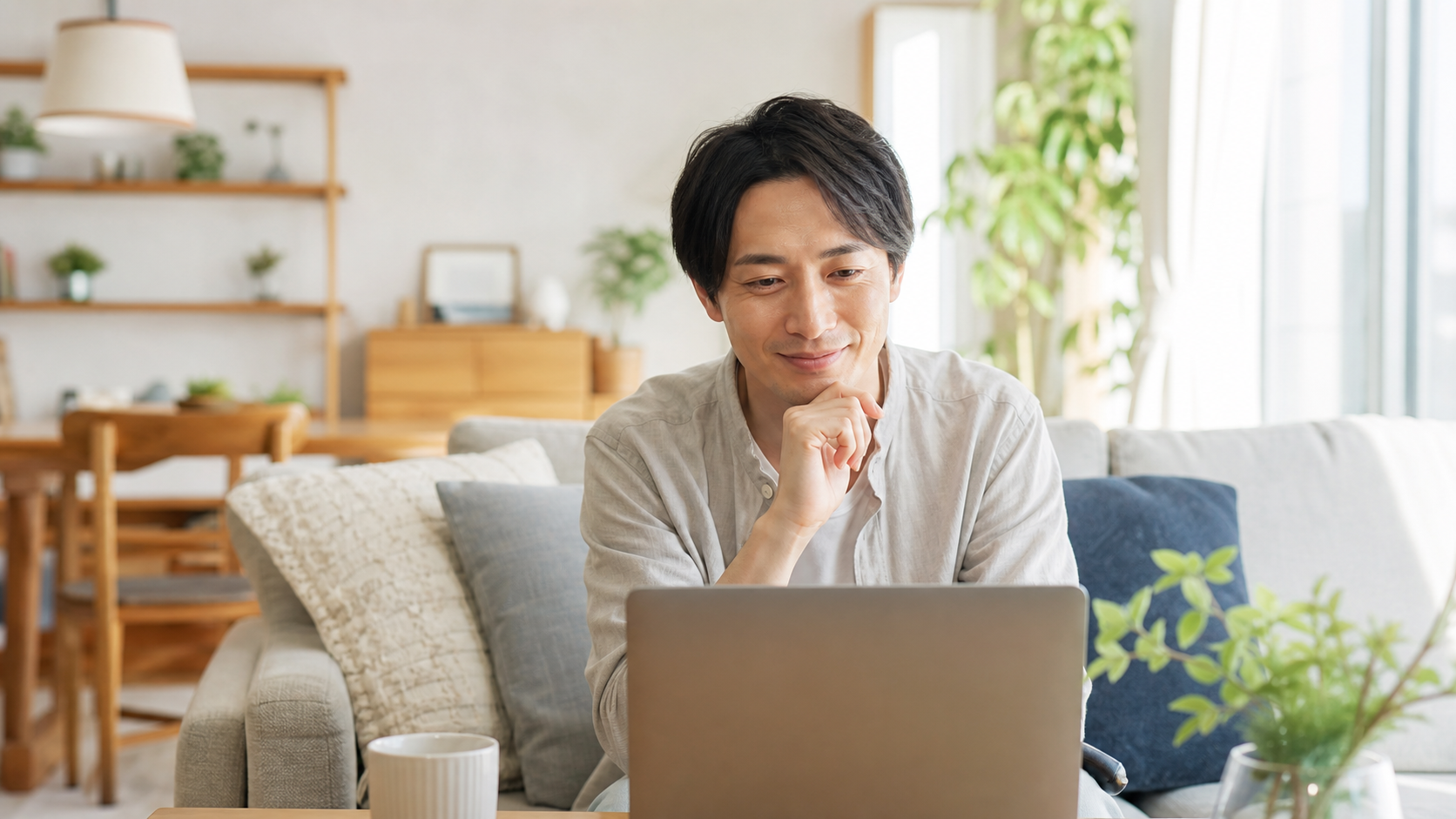条件を比較検討し納得して次の一歩を考える人のイメージ