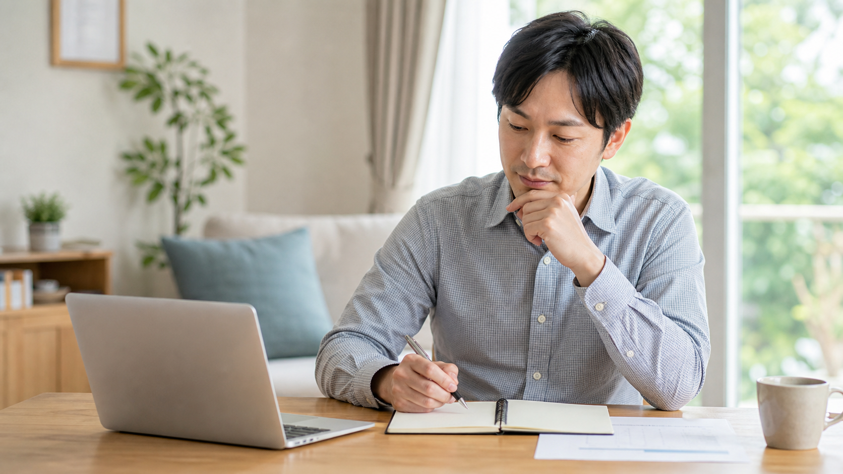 住宅ローンの返済について落ち着いて考える人のイメージ