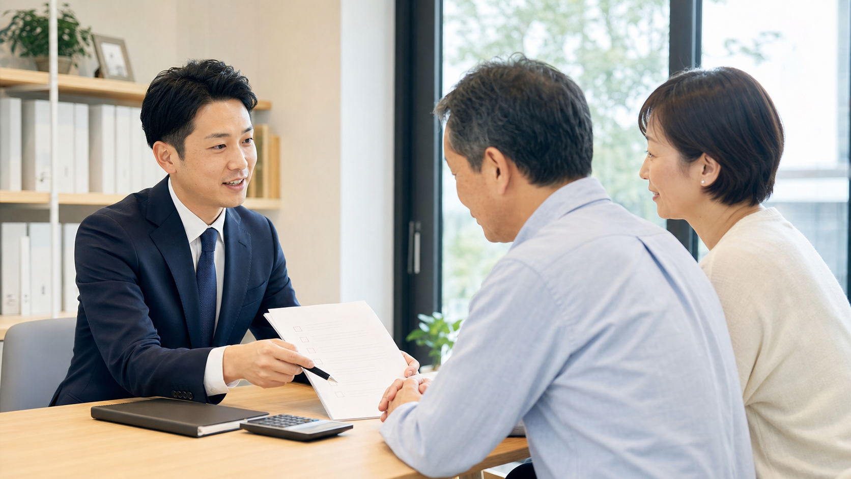不動産会社の担当者と契約条件を確認するイメージ