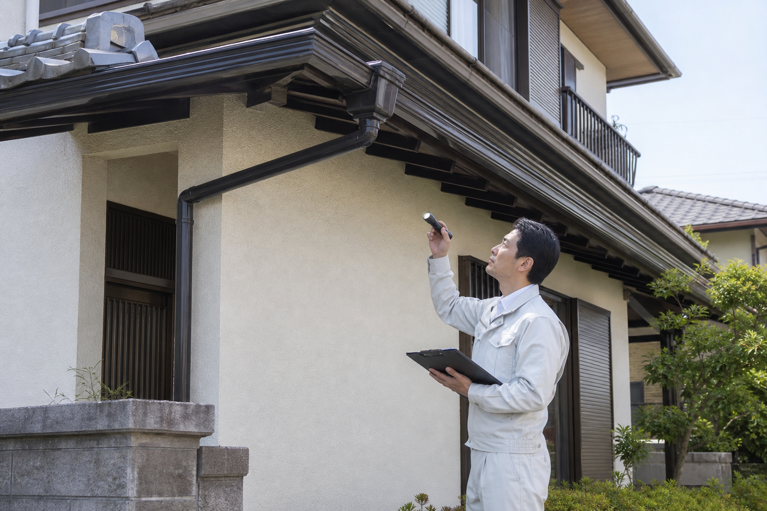 戸建住宅の建物状況を検査する検査員のイメージ