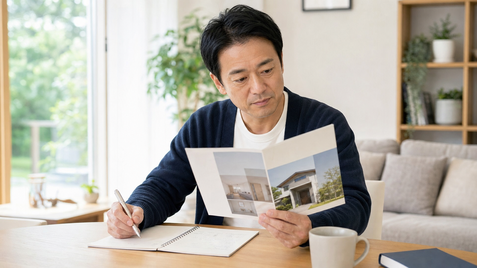 大手不動産仲介の売却サポート資料を比較検討する人のイメージ