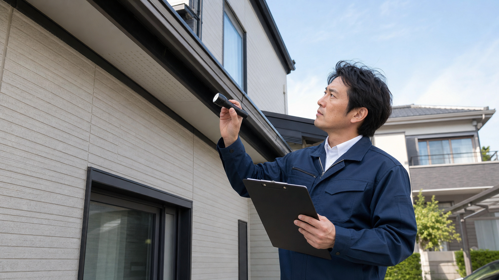 戸建住宅の建物状況調査を行う検査員のイメージ