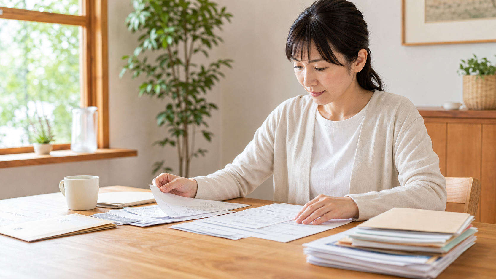 相続登記の必要書類を自分で整理して準備する人のイメージ