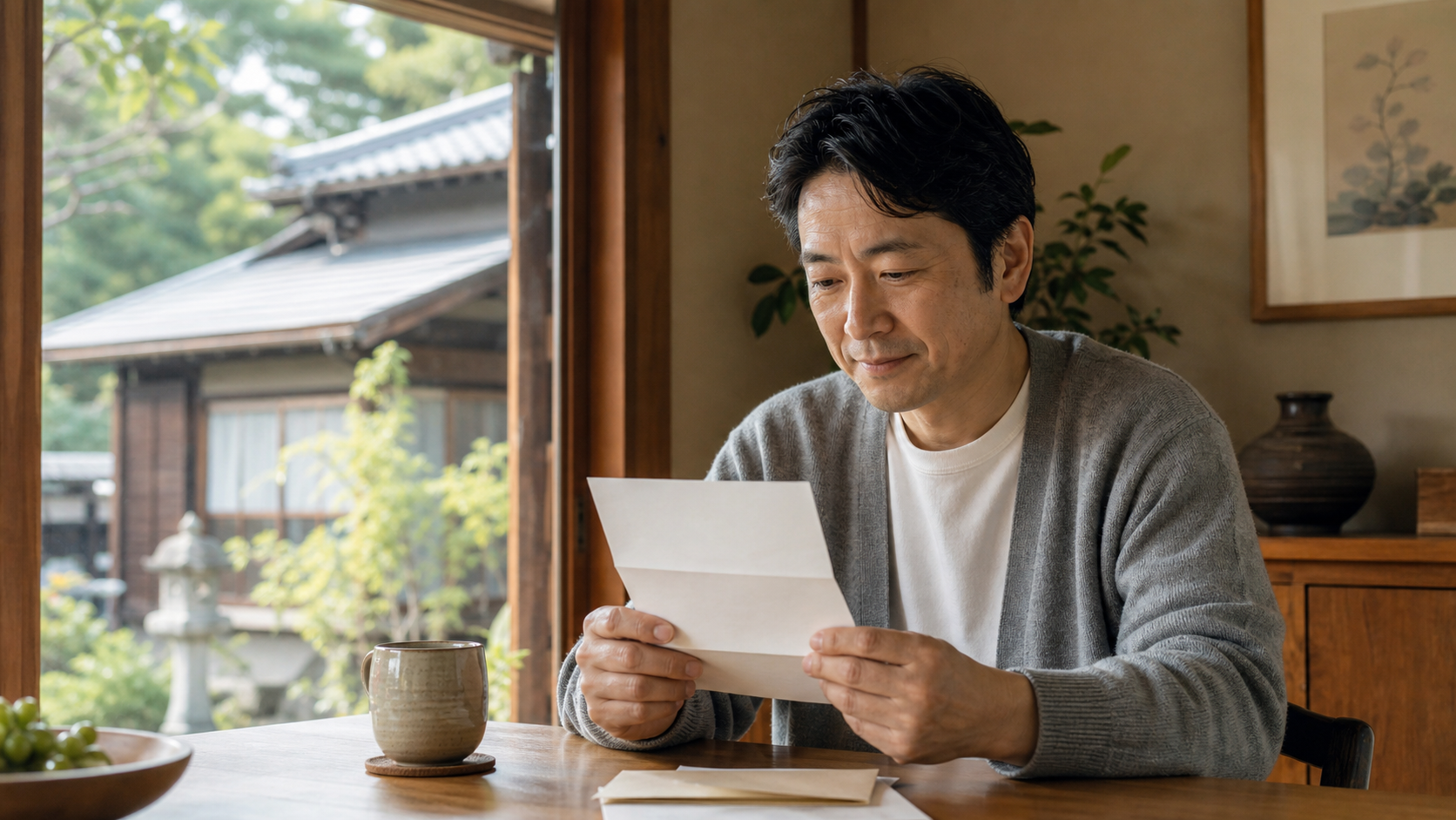 特定空家に関する自治体からの通知を落ち着いて確認する人のイメージ